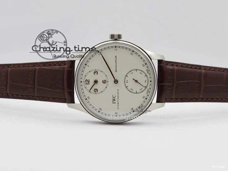 MIROTIME 0507 Sustainable Portuguese IW5444 SS White Dial RG Numbers On Brown Leather Strap A 7256